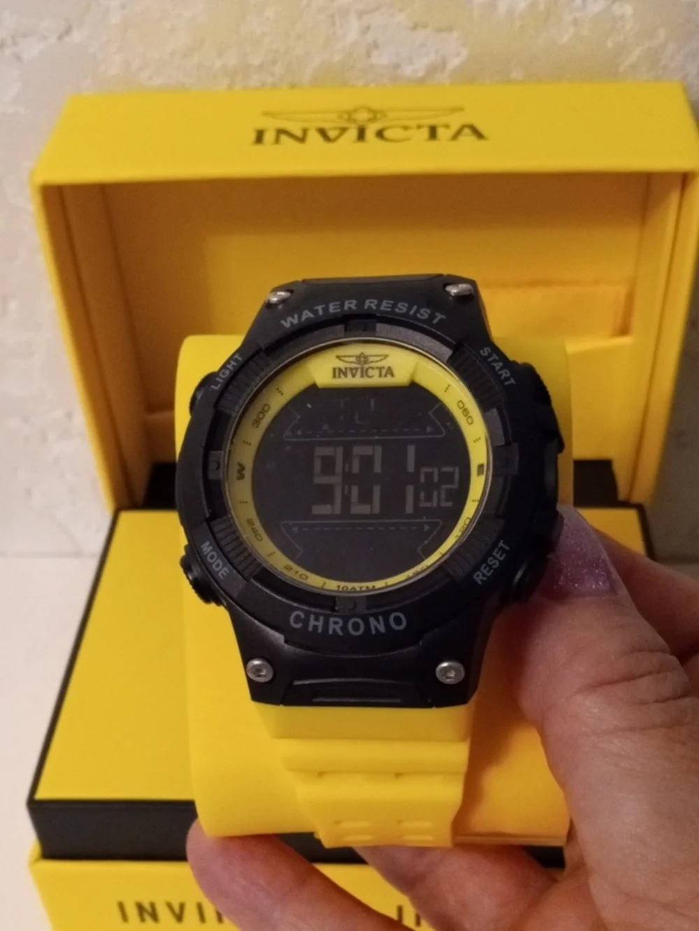 Invicta Yellow Digital Chronograph Sports Watch